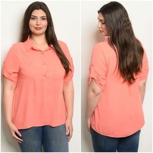 Plus size Coral top